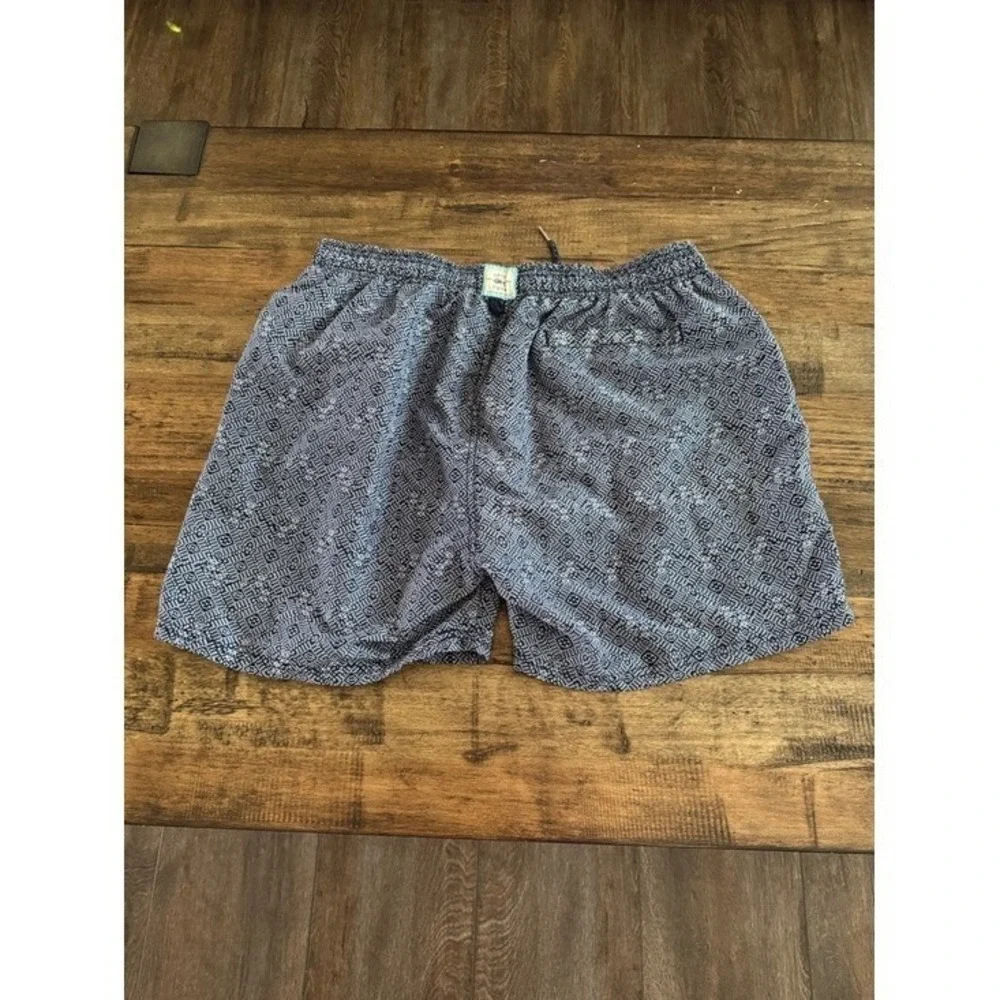 Spicy Tuna Men's XL Swim Trunks Blue Geometric Print Lined‎ Board Shorts